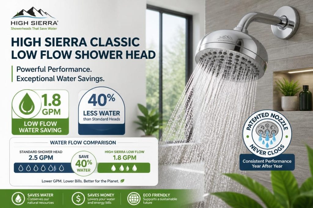 
Low Flow Shower Head vs Standard Shower Head