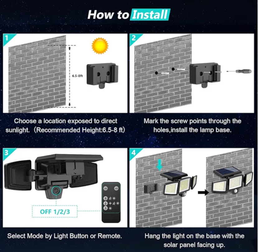 Solar Motion Sensor Outdoor Light