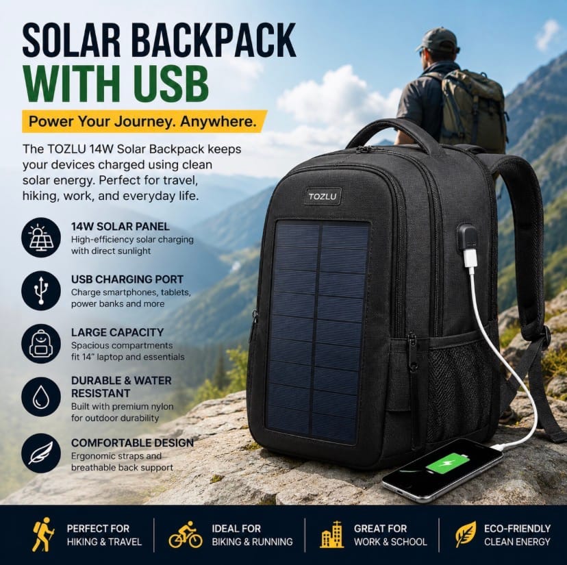 Solar Backpack with USB: 7 Ways TOZLU Boosts Power
