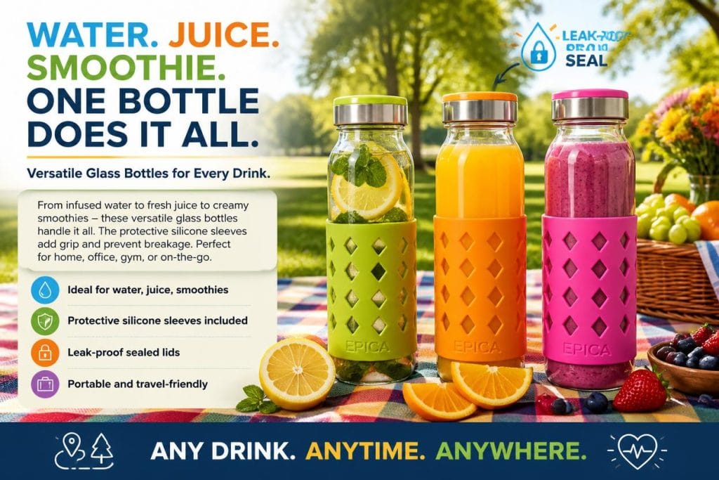 Glass Water Bottle with Sleeve