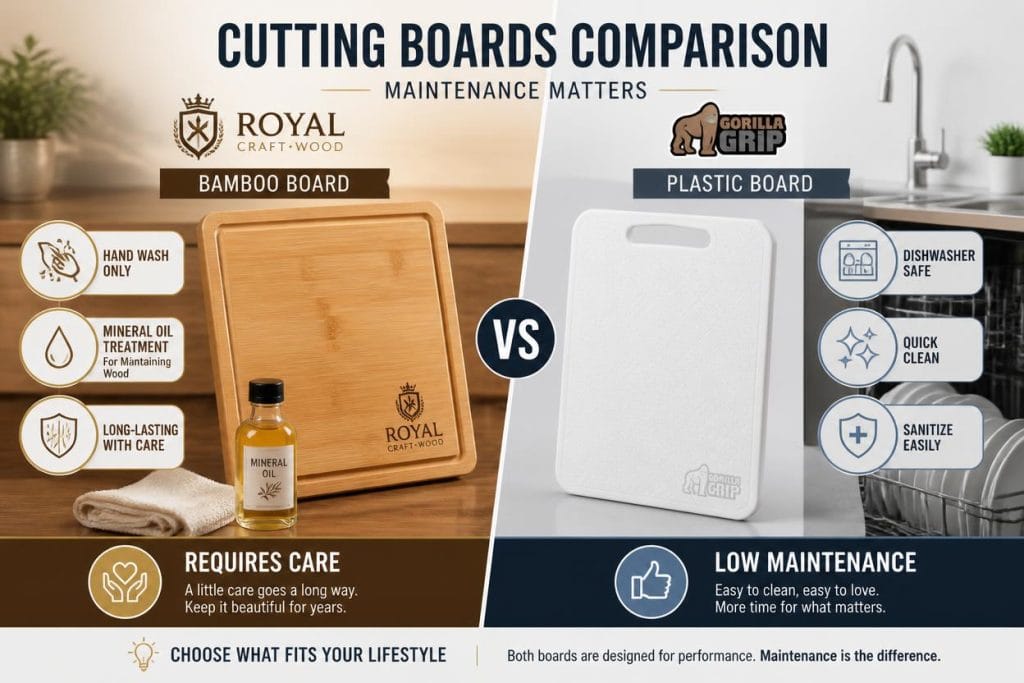 
Bamboo Cutting Board vs Plastic Board