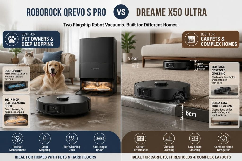 
Roborock Saros 20 vs Dreame X50 Ultra
