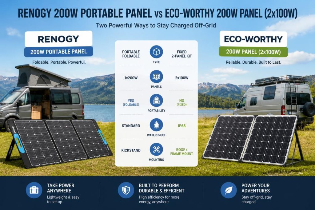 Renogy 200W Solar Panel vs Eco-Worthy 200W Solar Panel