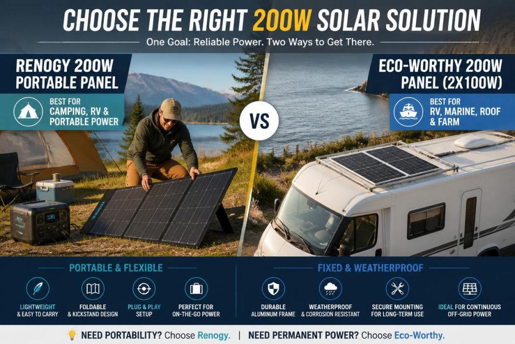 Renogy 200W Solar Panel vs Eco-Worthy 200W Solar Panel