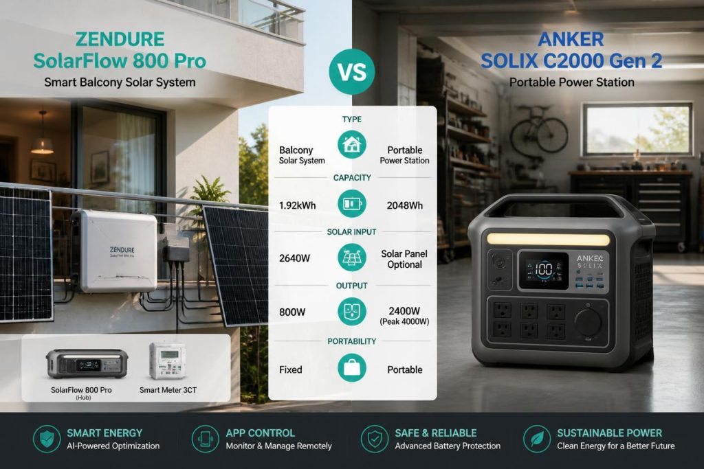 Zendure SolarFlow 800 Pro vs Anker SOLIX Solarbank 2 E1600 Pro