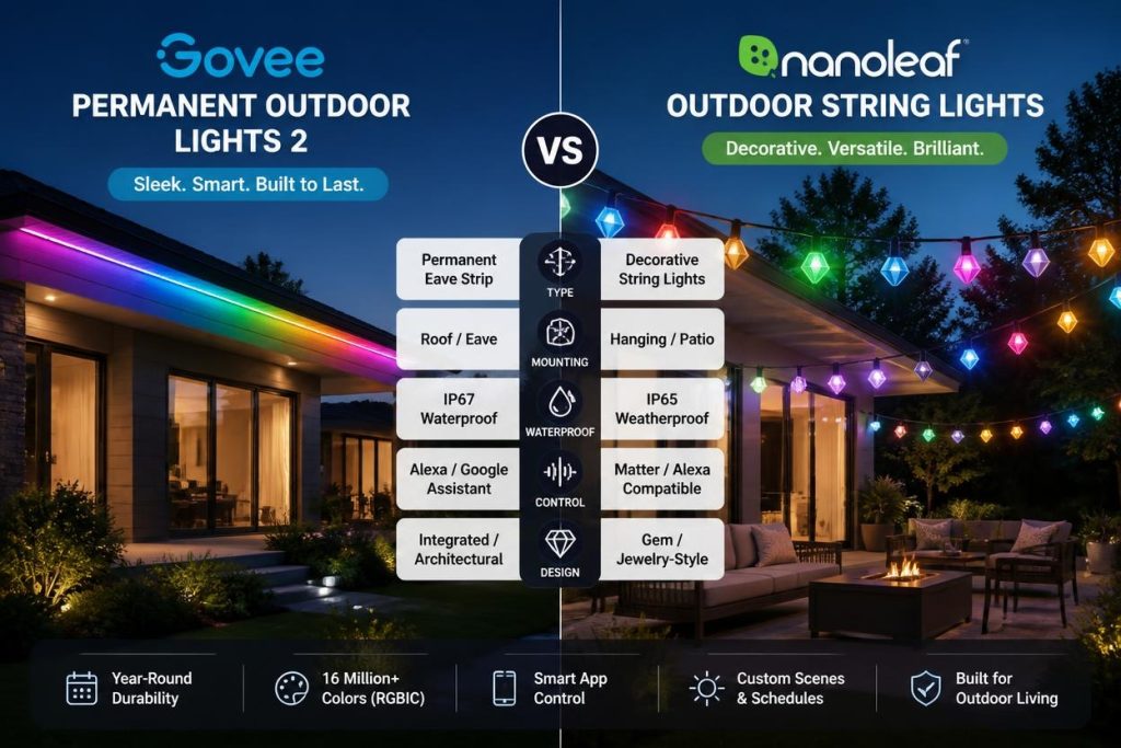 Govee Outdoor Permanent Lights 2 vs Nanoleaf Outdoor String Lights
