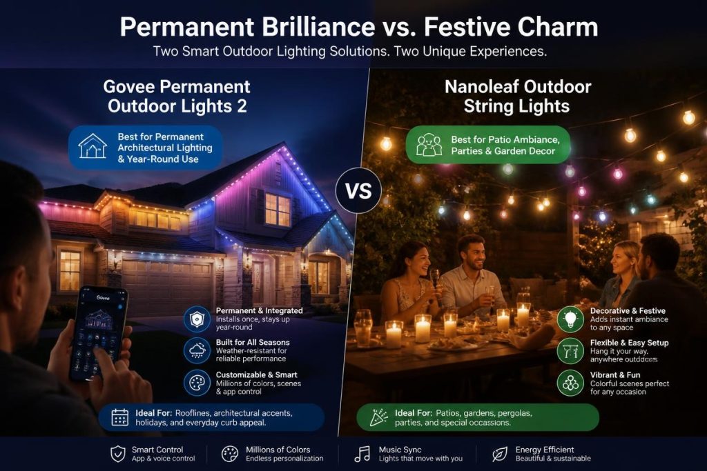 Govee Outdoor Permanent Lights 2 vs Nanoleaf Outdoor String Lights
